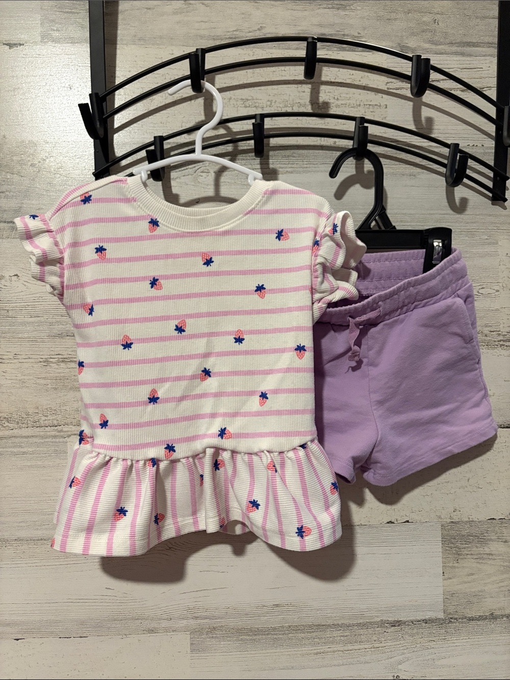 ❤️ PICK 4/$20 Cat & Jack Pink & Purple Striped Peplum Top with Lilac Shorts